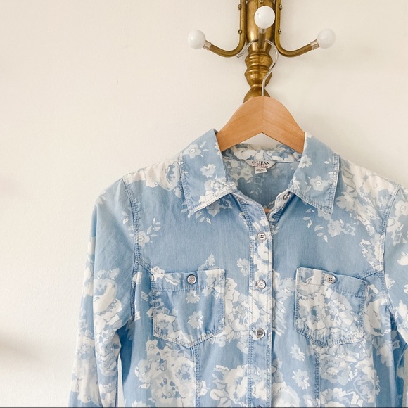 GUESS Floral Jean Blouse - Picture 2 of 3